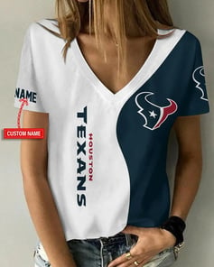 Houston Texans Personalized V-neck Women T-shirt