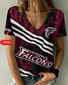 Atlanta Falcons Personalized V-neck Women T-shirt BG439