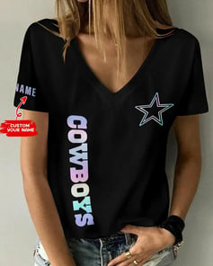 Dallas Cowboys Personalized Summer V-neck Women T-shirt BG354