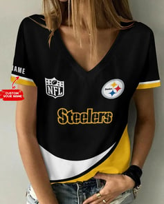 Pittsburgh Steelers Personalized V-neck Women T-shirt BG951