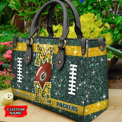 Green Bay Packers Personalized Leather Hand Bag BBLTHB579