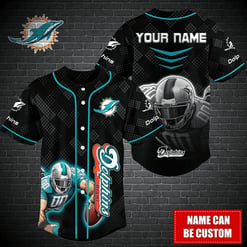 Miami Dolphins Personalized Baseball Jersey BG367