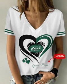 New York Jets Personalized Summer V-neck Women T-shirt BG282