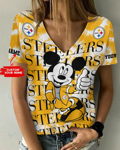 Pittsburgh Steelers Personalized V-neck Women T-shirt BG437