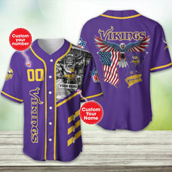 Minnesota Vikings Personalized Baseball Jersey BG408