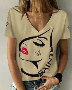 New Orleans Saints Summer V-neck Women T-shirt 138