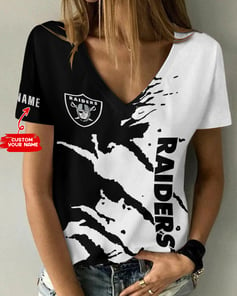 Las Vegas Raiders Personalized Summer V-neck Women T-shirt BG262