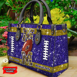 Baltimore Ravens Personalized Leather Hand Bag BBLTHB570