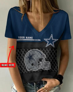 Dallas Cowboys Personalized V-neck Women T-shirt BG631