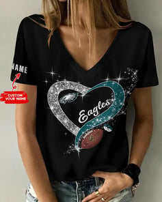 Philadelphia Eagles Personalized Summer V-neck Women T-shirt BG243