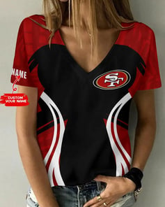 San Francisco 49ers Personalized V-neck Women T-shirt BG635