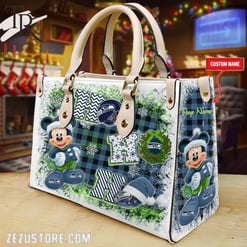 Seattle Seahawks Personalized Ho Ho Ho Christmas Leather Hand Bag BBLTHB500