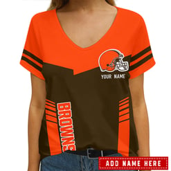 Cleveland Browns Personalized V-neck Women T-shirt AGCWTS249