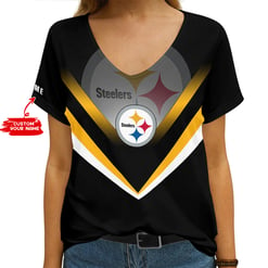 Pittsburgh Steelers Personalized V-neck Women T-shirt AGC90