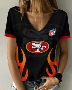 San Francisco 49ers Personalized V-neck Women T-shirt BG845