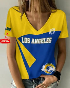 Los Angeles Rams Personalized V-neck Women T-shirt AGC50