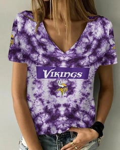 Minnesota Vikings Summer V-neck Women T-shirt BG214