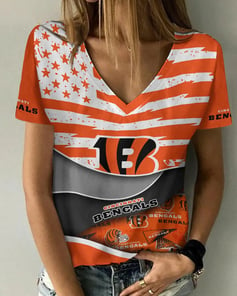 Cincinnati Bengals Summer V-neck Women T-shirt BG330