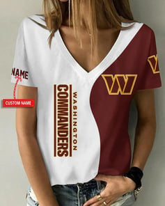 Washington Commanders Personalized V-neck Women T-shirt