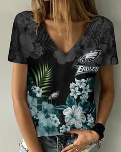 Philadelphia Eagles V-neck Women T-shirt BG787