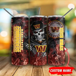 Washington Commanders Personalized Glitter Tumbler With Stainless Steel Straw BG97