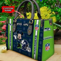 Seattle Seahawks Personalized Leather Hand Bag BBLTHB532