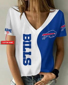 Buffalo Bills Personalized V-neck Women T-shirt