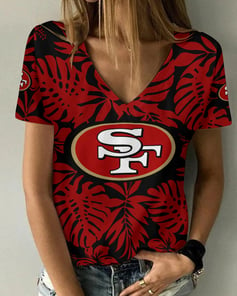 San Francisco 49ers V-neck Women T-shirt BG448