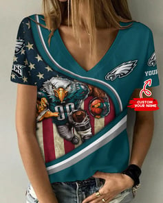 Philadelphia Eagles Personalized V-neck Women T-shirt BG582