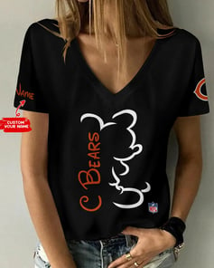 Chicago Bears Personalized V-neck Women T-shirt AGCWTS225