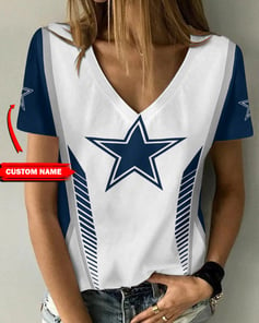 Dallas Cowboys Personalized V-neck Women T-shirt BG860