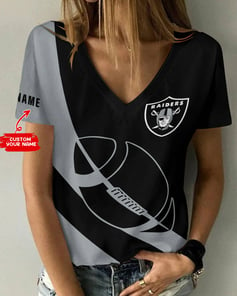 Las Vegas Raiders Personalized V-neck Women T-shirt BG650