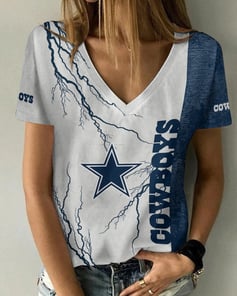 Dallas Cowboys Summer V-neck Women T-shirt BG304