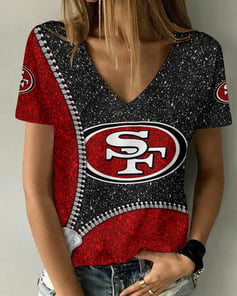 San Francisco 49ers Personalized V-neck Women T-shirt BG678