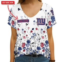 New York Giants Personalized V-neck Women T-shirt NEW077620