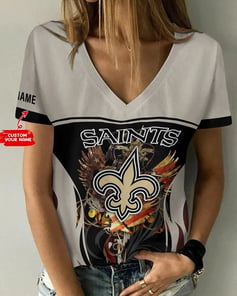 New Orleans Saints Personalized V-neck Women T-shirt BG984