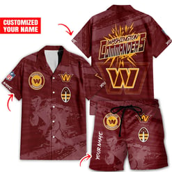 Washington Commanders Combo Hawaiian Shirt and Shorts HSAS0030