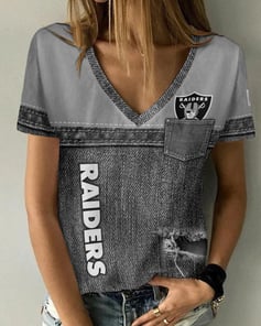 Las Vegas Raiders Summer V-neck Women T-shirt 161