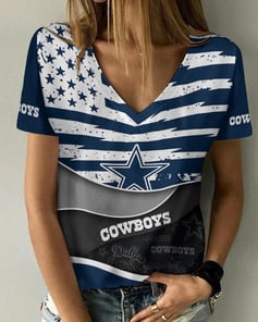 Dallas Cowboys Summer V-neck Women T-shirt BG331