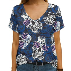 New York Giants Summer V-neck Women T-shirt