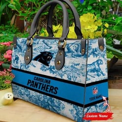 Carolina Panthers Personalized Leather Hand Bag BB332