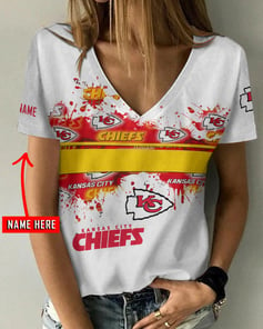 Kansas City Chiefs Personalized V-neck Women T-shirt AGC76