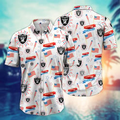 Las Vegas Raiders - Happy 4th Of July Button Shirt BB902