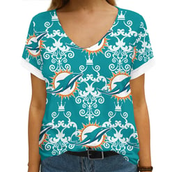 Miami Dolphins Summer V-neck Women T-shirt