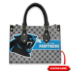 Carolina Panthers Personalized Leather Hand Bag BBLTHB455