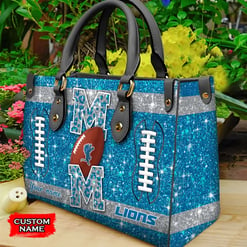 Detroit Lions Personalized Leather Hand Bag BBLTHB578