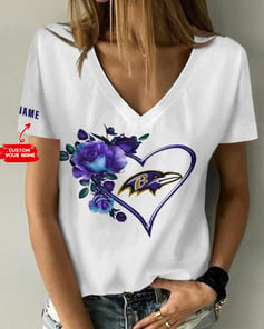 Baltimore Ravens Personalized V-neck Women T-shirt BG893