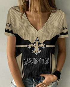 New Orleans Saints Summer V-neck Women T-shirt BG324