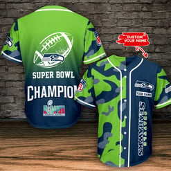 Seattle Seahawks Personalized Baseball Jersey BG544