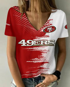 San Francisco 49ers Personalized Summer V-neck Women T-shirt BG313